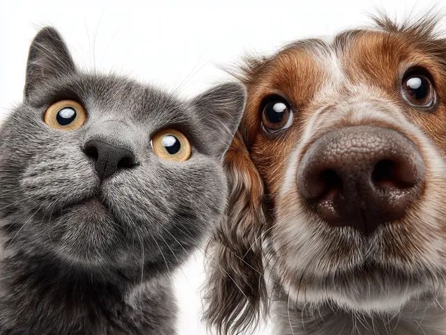 free whimsical cat and dog duo with cartoonish eyes